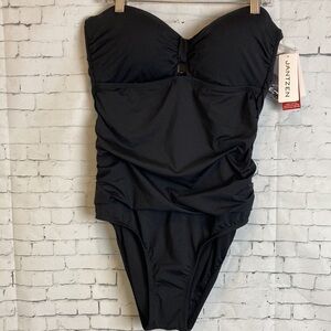 Jantzen Classics One Piece Cut Out Swimsuit Tummy Control Removable Strap 10 NWT